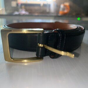 Trafalgar Cortina Leather Belt, Black, Size 40 Men,  Gold tone buckle
